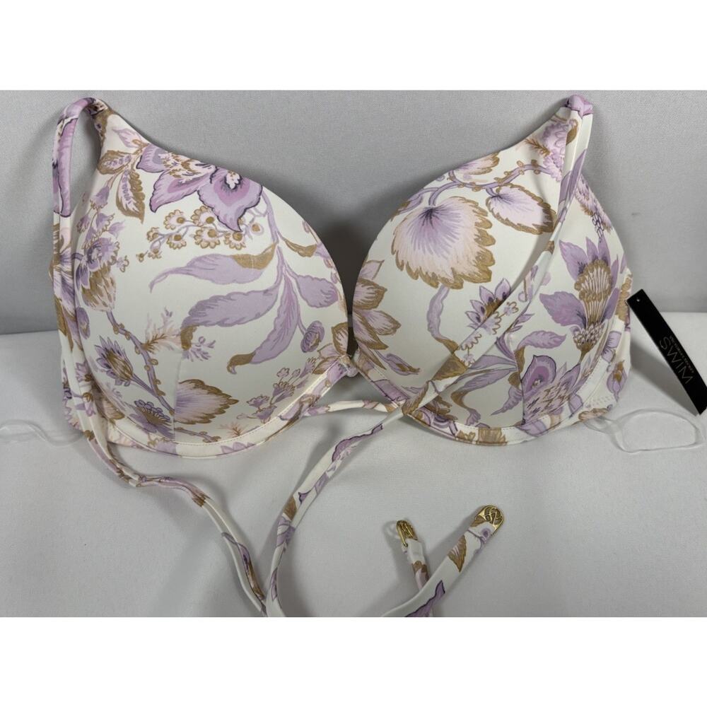 Victorias Secret Essential Bombshell Push-Up Bikini Top Violet Floral 34D NWT